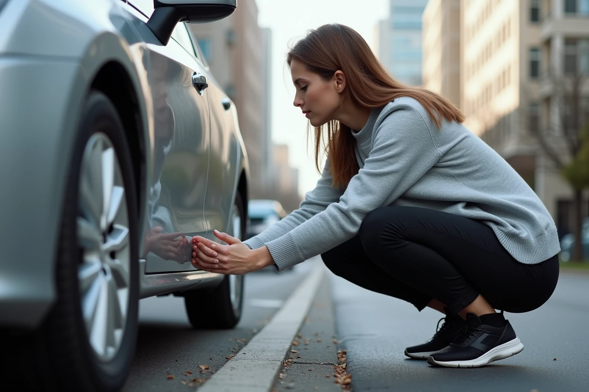 Jeune femme regardant une marque d